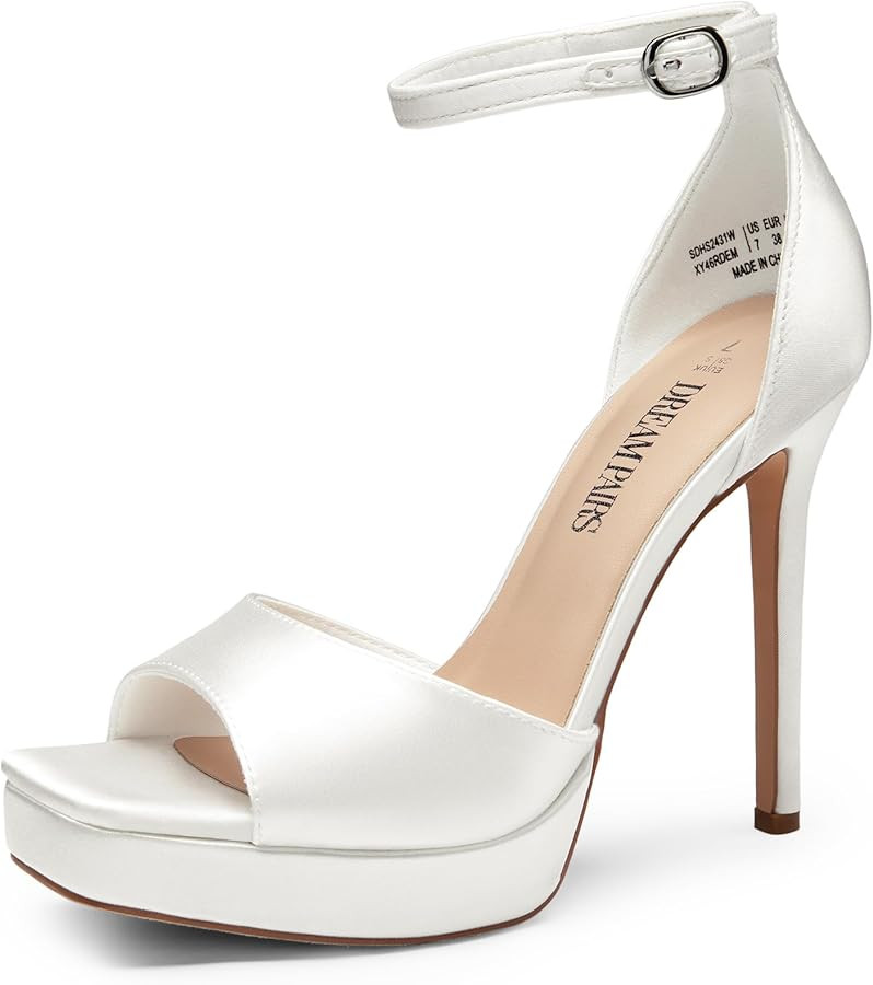 DREAM PAIRS Women's Stiletto High Heels Platform Ankle Strap Square Open Toe Dress Sexy Sandals | Amazon (US)