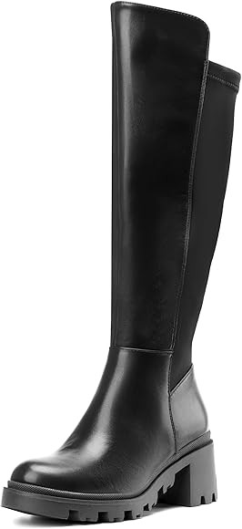 DREAM PAIRS Women's Knee High Boots, Comfortable Platform Round Toe Stretch Boots for Women | Amazon (US)