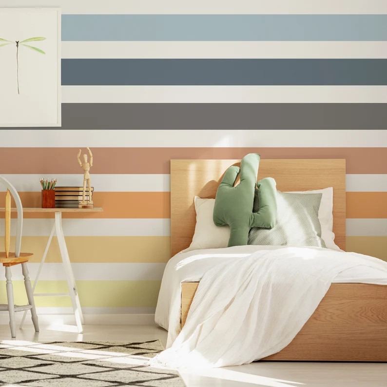 Giant Rainbow Stripes Wall Decals, Rainbow Wall Decal, Nursery Room Wall Décor, Playroom Decor, ... | Etsy (US)