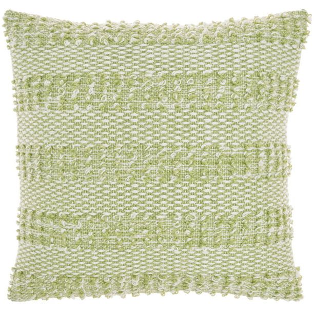 Nourison Woven Raised Striped Green 18" x 18" Indoor/Outdoor Throw Pillow | Walmart (US)