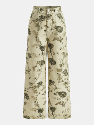 Vintage Floral Straight Leg Jeans | Commense