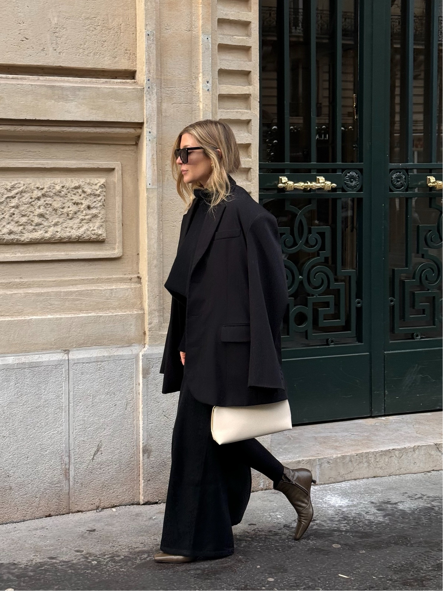 All black outfit, Frankie shop blazer, Toteme boots, brown boots, reformation skirt, cashmere jumper, black jumper, knitwear, autumn winter outfit, winter styling, YSL sunglasses, Jil Sander bag 

#LTKSeasonal #LTKstyletip #LTKeurope