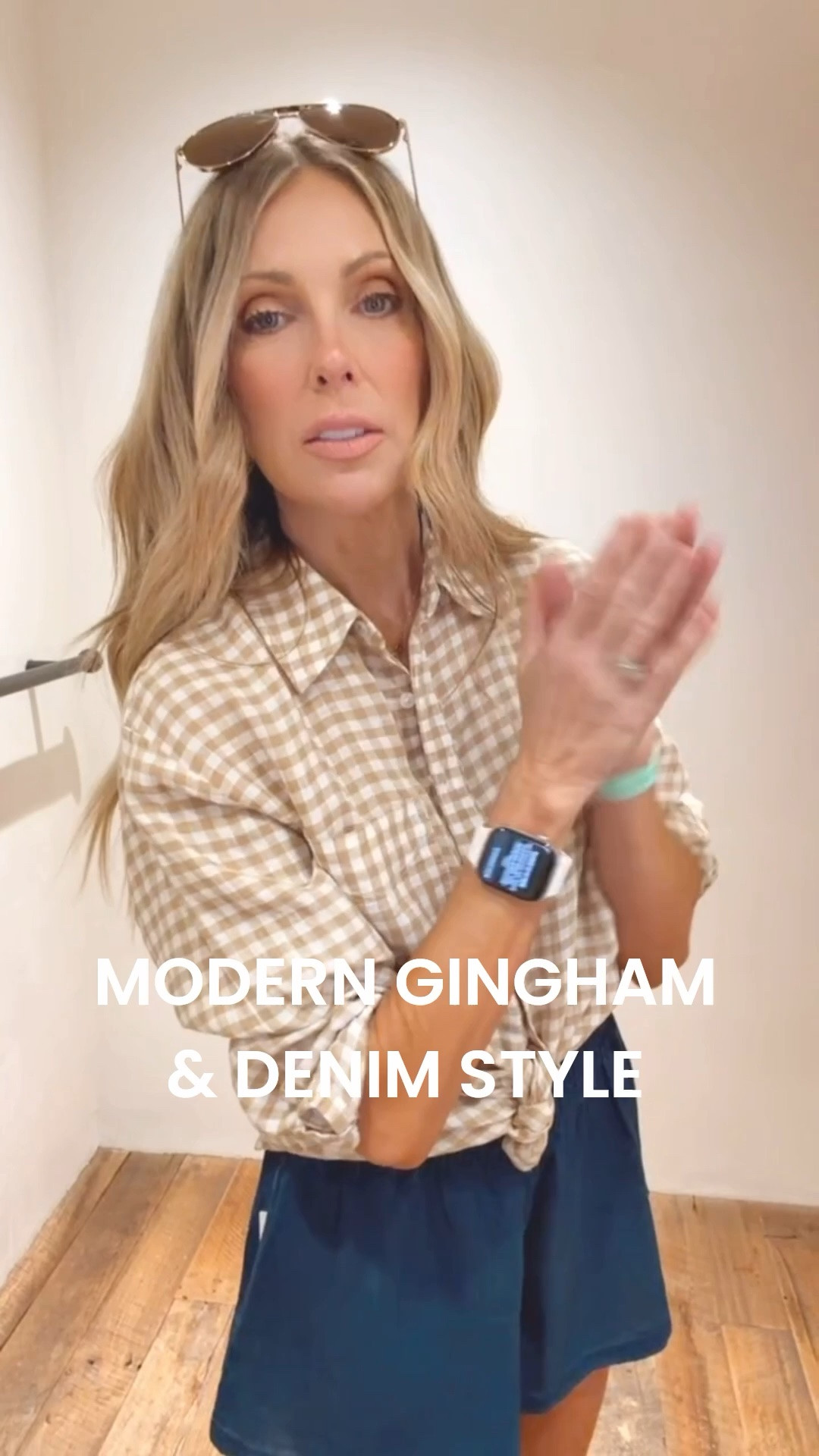 Roll up the cuffs and give this modern gingham button down and pull-on shorts a day out!! Love this for travel or a casual day out. I'm wearing an XS in both. 

@Anthropologie #anthropartner

#LTKootd #LTKOver40 #LTKTravel