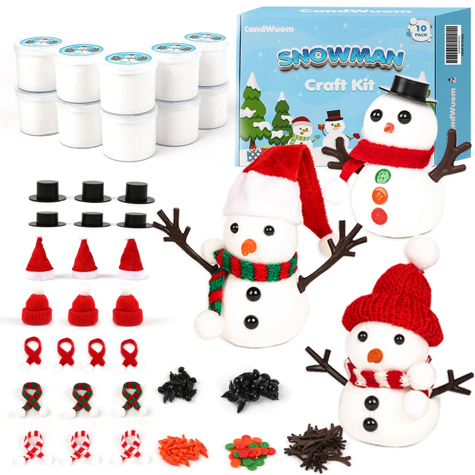 CandWuom Christmas Craft for Kids, 10Pack Build a Snowman Kit, Air Dry Modeling Clay Snowman Craf... | Walmart (US)
