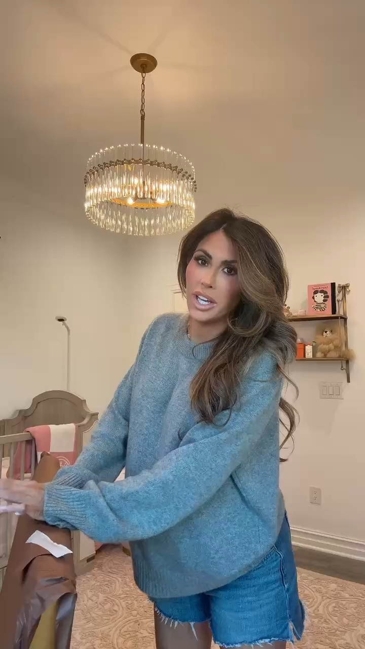 Coco painted this beautiful painting for the baby’s nursery! 
Wearing a size medium in this sweater and size 28 in maternity shorts! 

Spring outfits, Spring outfits 2026, Date Night Outfits, Sweater, Quince, Jean shorts, Maternity Shorts, Emily Ann Gemma

#LTKMothersDay #LTKBaby #LTKstorytime