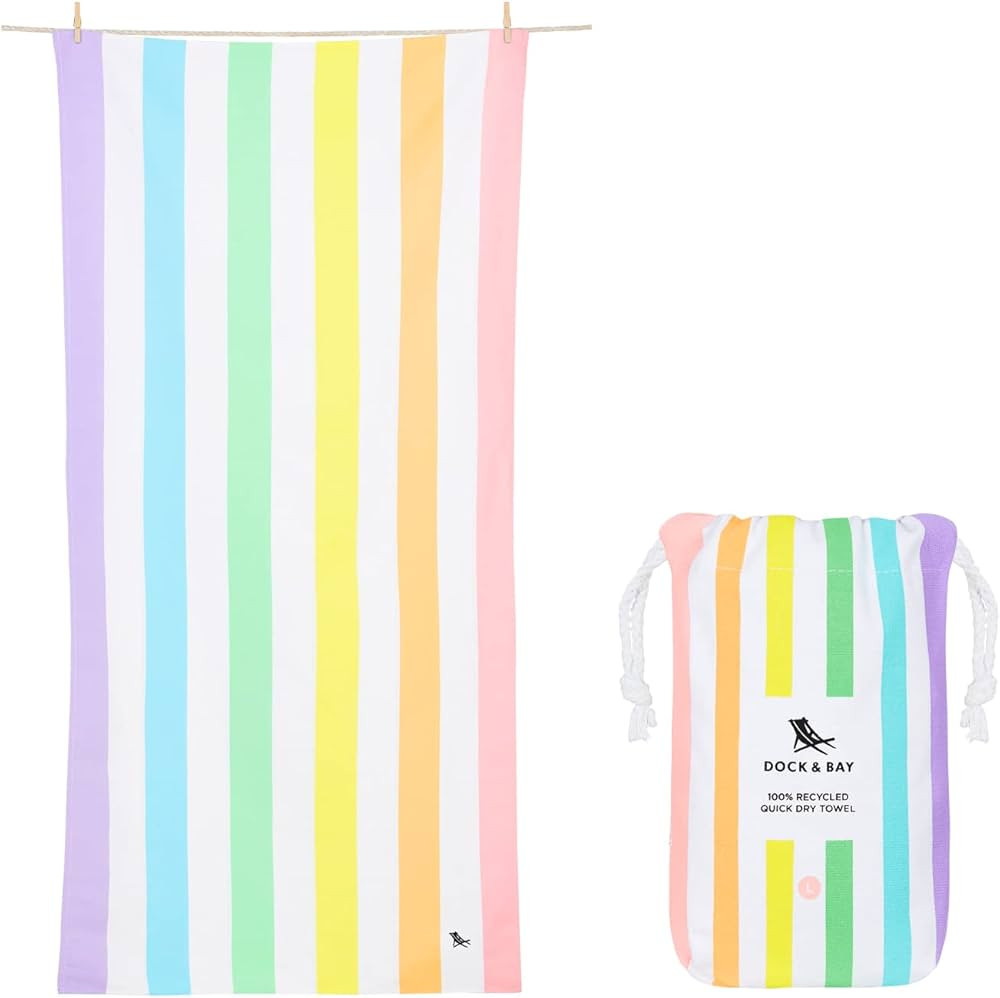 Dock & Bay Beach Towel - Quick Dry, Sand Free - Compact, Lightweight - 100% Recycled - Includes B... | Amazon (US)