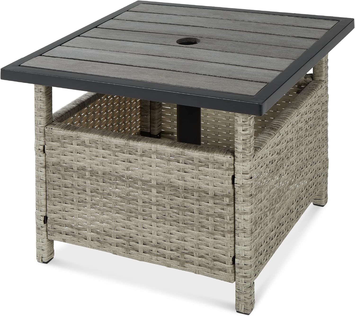 Best Choice Products Wicker Side Table with Umbrella Hole, Square PE Rattan Outdoor End Table for... | Amazon (US)