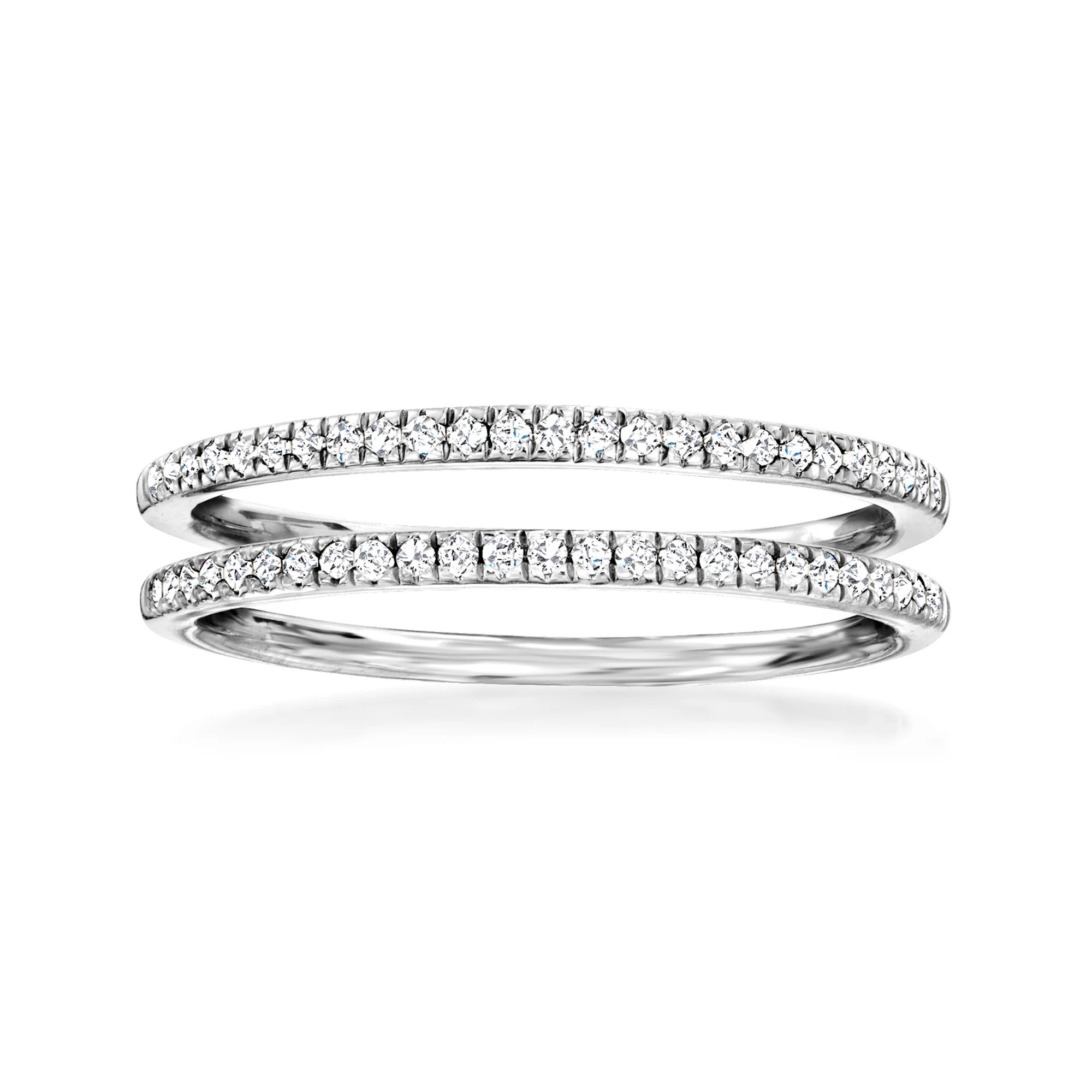 Ross-Simons Diamond Jewelry Set: 2 Stackable Rings in Sterling Silver | Shop Simon