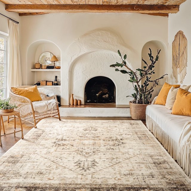 5'x7' Boho Area Rugs for Living Room, Machine Washable Stain Resistant Non-Shed Carpet, Area Rug ... | Walmart (US)