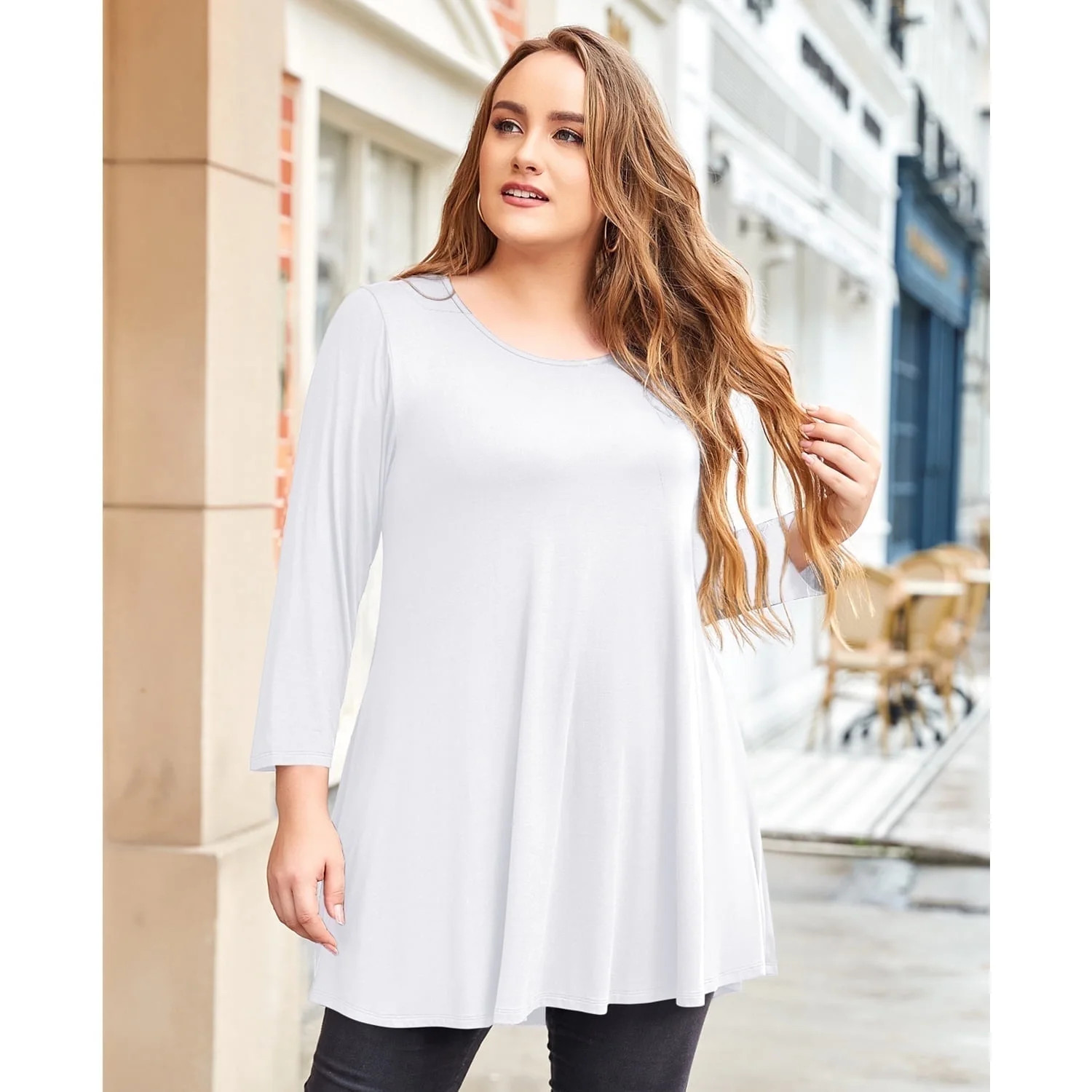 LARACE Plus Size Tunic Tops Long Sleeve Shirts for Women Swing Flowy Loose Fit Clothes for Leggin... | Walmart (US)