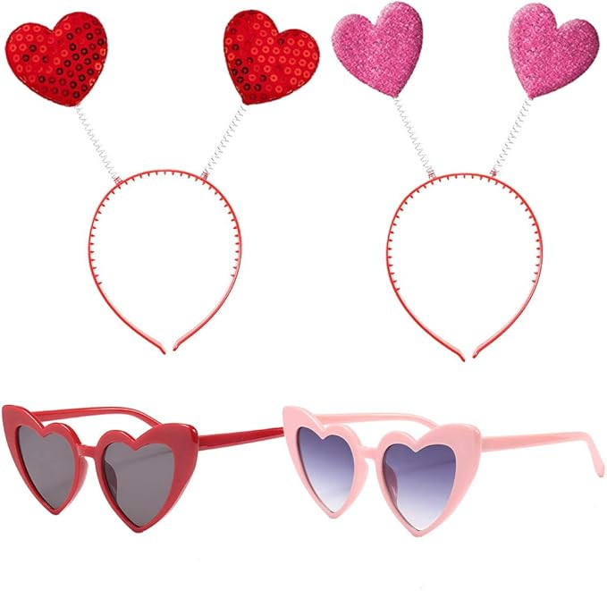 Heart Headbopper Eyeglasses Valentine's Day Headband Hair Accessories for Holiday Costume Party P... | Amazon (US)