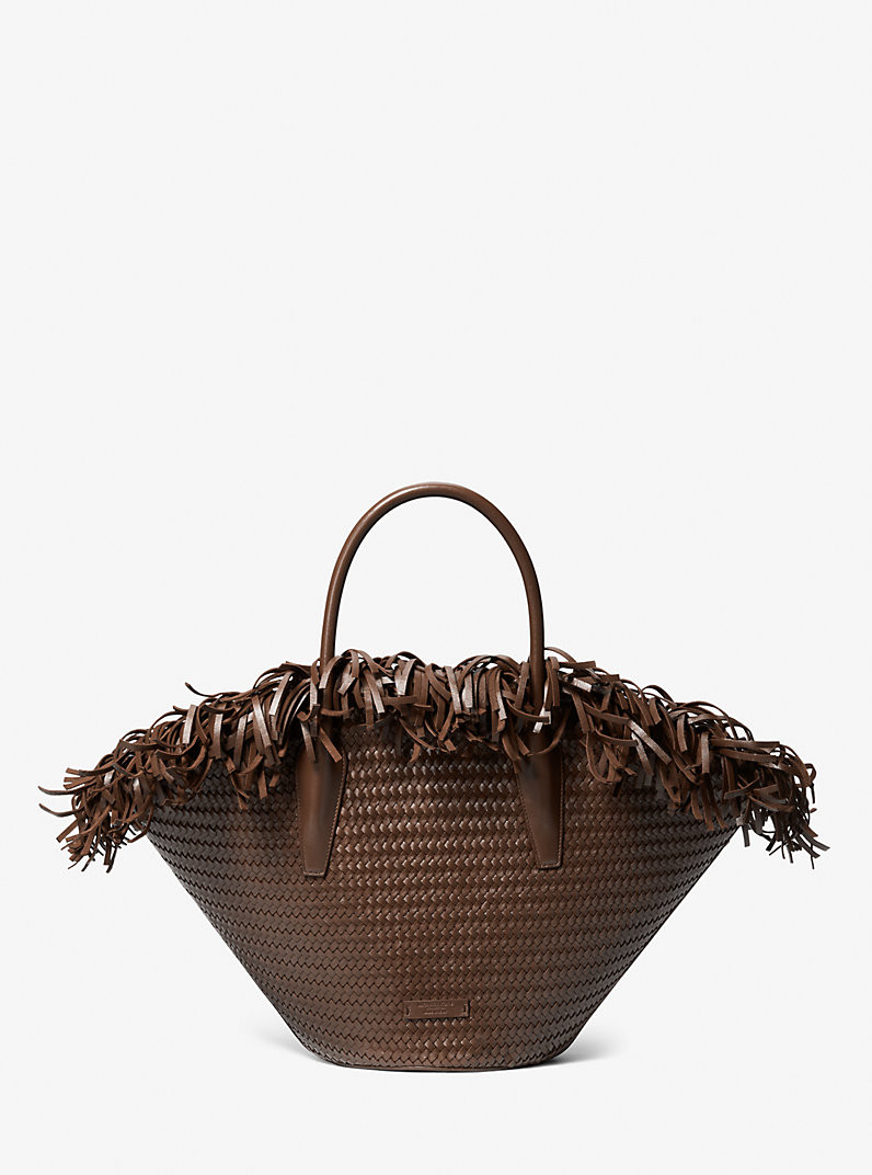 Sardinia Large Hand-Woven Leather Basket Tote Bag | Michael Kors US
