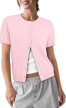 COCCKO Womens Short Sleeve Cardigan Button Up Lightweight Summer Spring Cute Trendy Thin Cropped ... | Amazon (US)