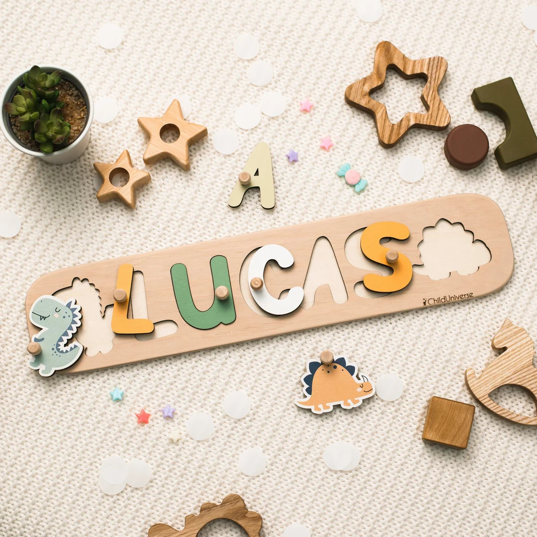 Name Puzzle Wooden Personalized Gift for Baby Montessori Toys Baby Girl Gift 1st Birthday Baby Gi... | Etsy (US)