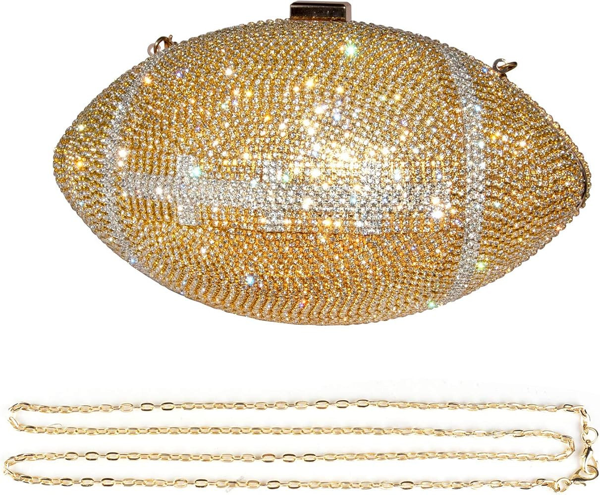 GripIt Bling Rhinestone Football Shaped Rugby Quirky Bag Purse Shoulder Handbag with Crystal for ... | Amazon (US)