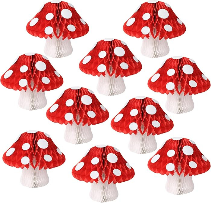 Mushroom Party Decorations Mushroom Shaped Honeycomb Decor for Birthday Woodland Baby Shower Gard... | Amazon (US)