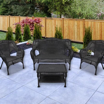 Wicker Outdoor Patio Conversation Set - 4Pc | Wayfair North America
