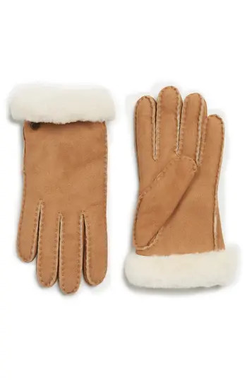 UGG® UGG Genuine Dyed Shearling Slim Side Vent Gloves in Chestnut at Nordstrom Rack, Size Medium | Nordstrom Rack