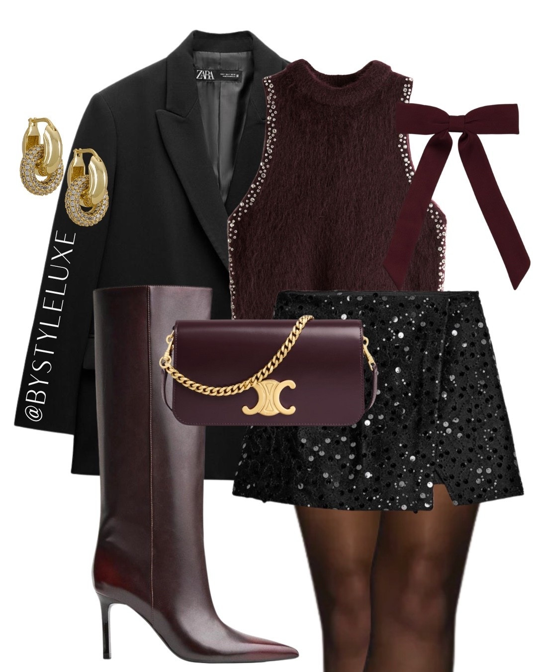 SPARKLE SZN - obsessed with this burgundy top, styled here with a black sequin skirt and blazer

#boots #partywear #sequinskirt

#LTKpartywear #LTKfestive #LTKwinter