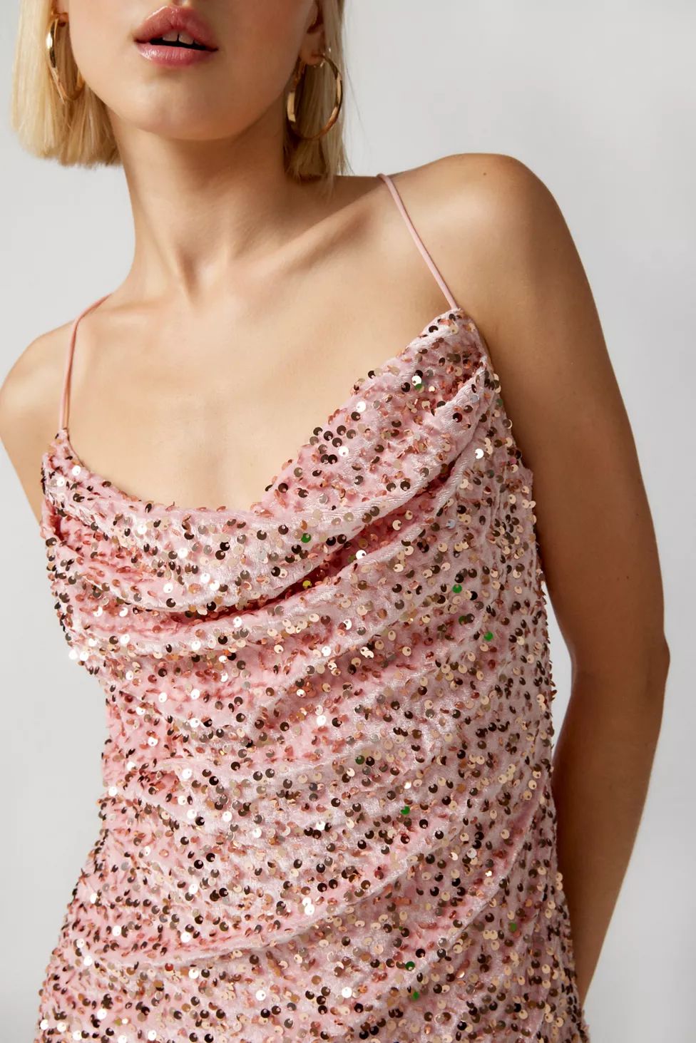 Kiss The Sky Sequin Cowl Neck Mini Dress | Urban Outfitters (US and RoW)
