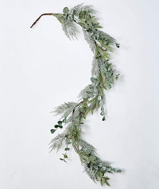 Worth Imports 5' Mixed Pine & Eucalyptus Garland, GreenBrownWhite | Amazon (US)