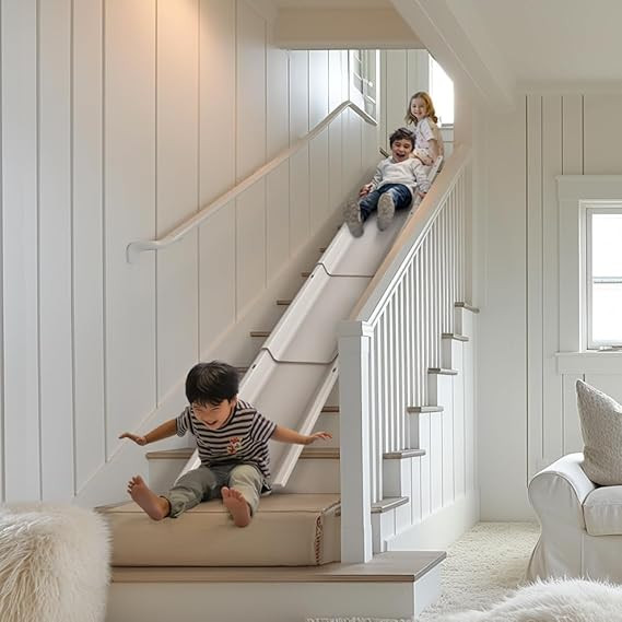 4 Pack Slides for Stairs, Compatible with 90% Staircase, Stair Mounted Kids Indoor Home Staircase... | Amazon (US)