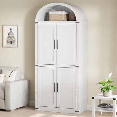 Arched Cabinet 71.6" Tall Bookcase - Farmhouse Storage Cabinet with Doors, Arched Kitchen Pantry Cabinets, 5 Tier Kitchen Cabinets for Dining Room | Target