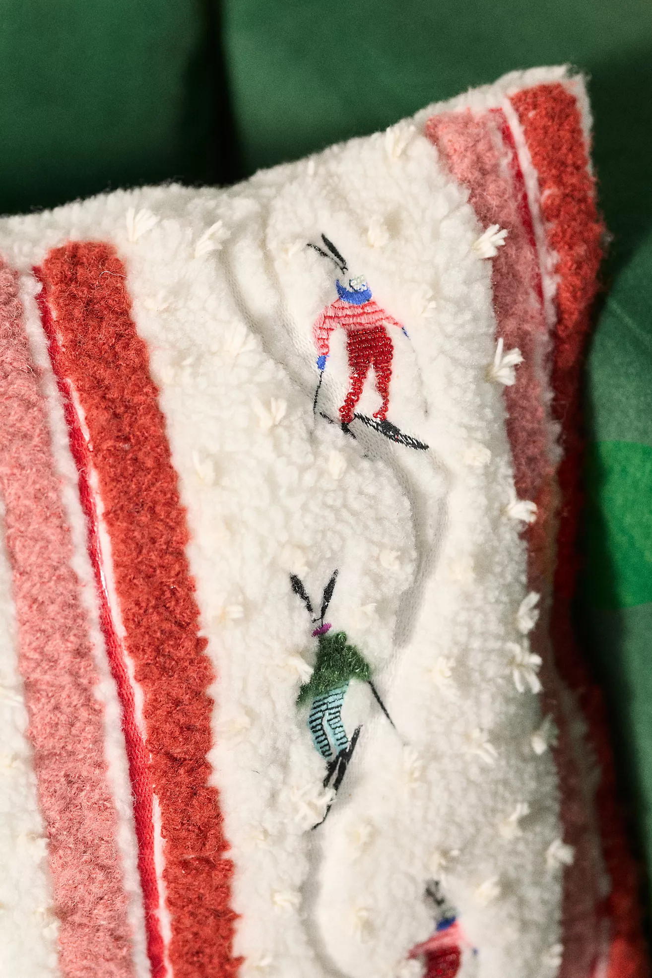 Mountain Skiers Embroidered Pillow | Anthropologie (US)