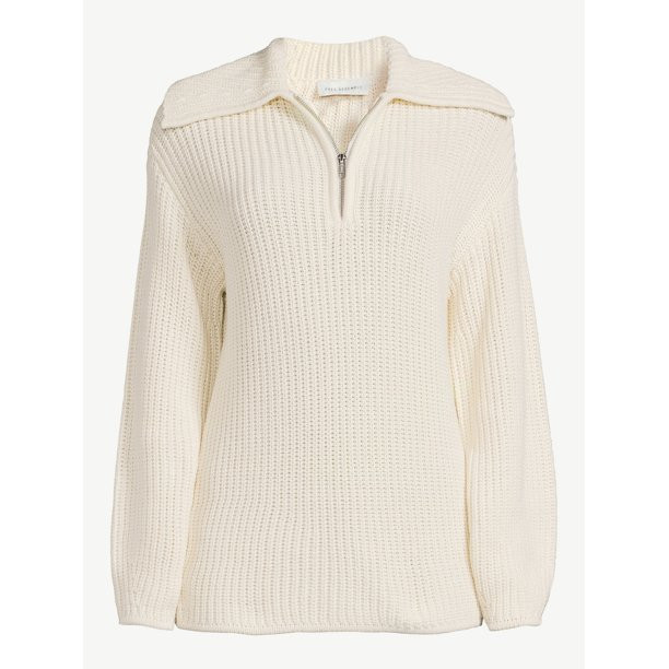 Free Assembly Women's Chunky Half Zip Popover Sweater - Walmart.com | Walmart (US)