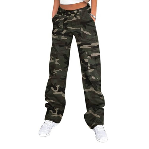 Lepunuo Women's Camo Cargo Pants Y2K Camouflage Wide Leg Baggy Army Pants Joggers Sweatpants | Amazon (US)