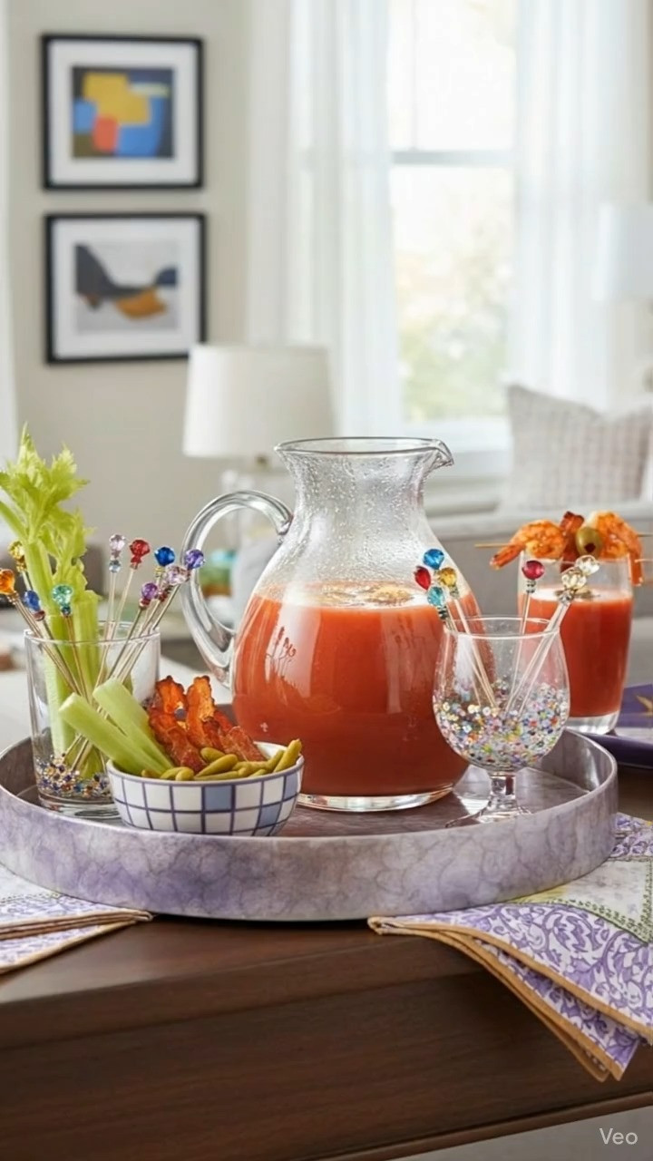 Hosting brunch soon? Recreate this light and lovely Bloody Mary Bar — lavender tones, sparkling glassware, and all the spring details you see here. Tap to shop the full look! 

 #LTKHoliday #LTKSeasonal #LTKParties