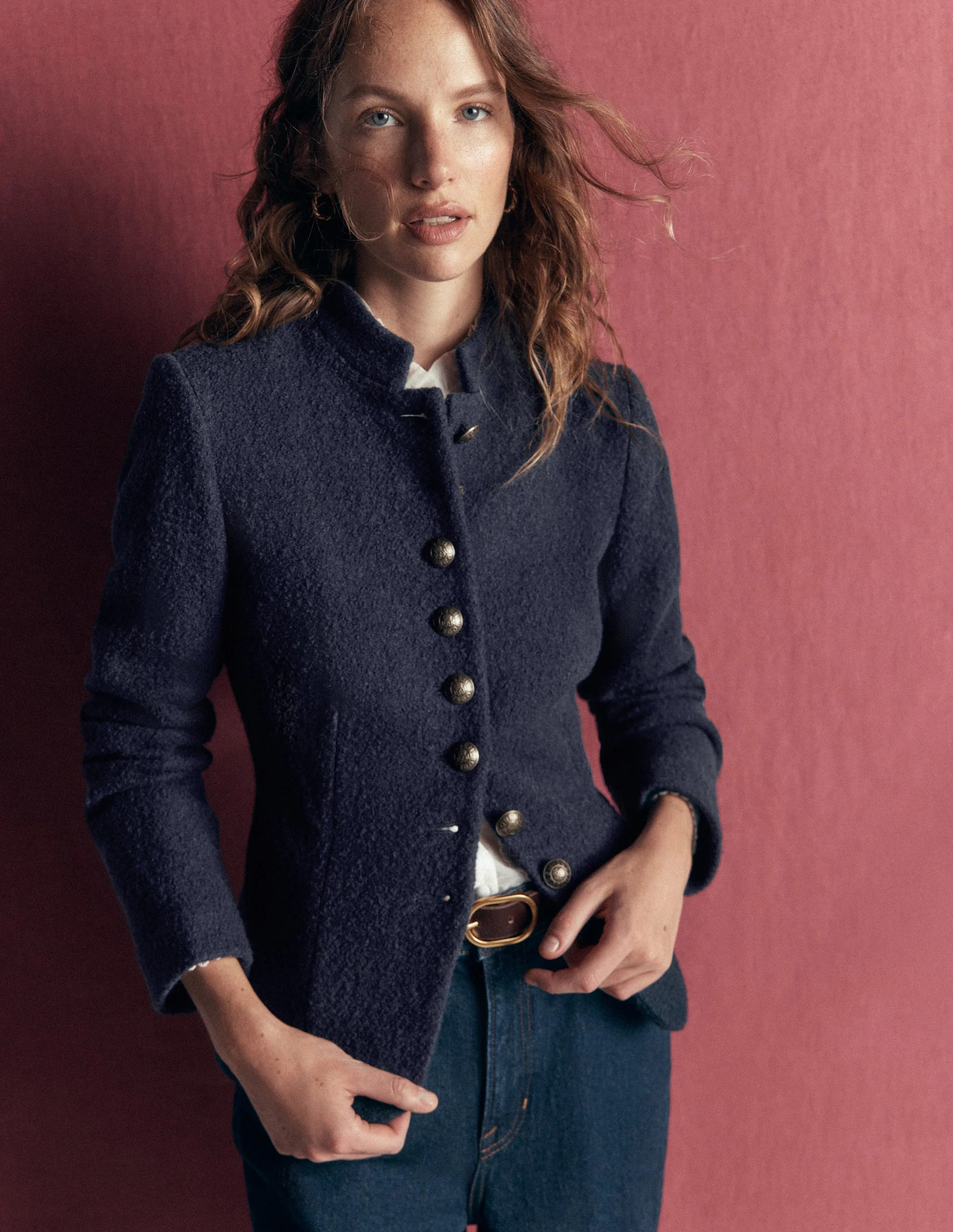 Hereford Boiled Wool Jacket-Navy | Boden (US)