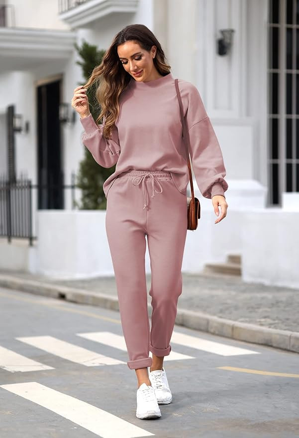 Fixmatti Women's 2 Piece Outfits Long Sleeve Pullover Sweatshirt Jogger Pants Sweatsuit | Amazon (US)