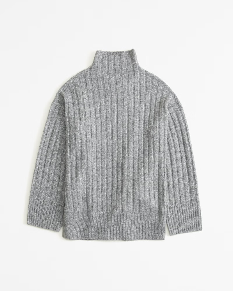Long-Length Ribbed Funnel Neck Sweater | Abercrombie & Fitch (US)
