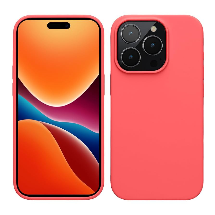 kwmobile Case Compatible with iPhone 15 Pro Max Case - Slim Soft TPU Silicone Cover - Neon Coral | Amazon (US)