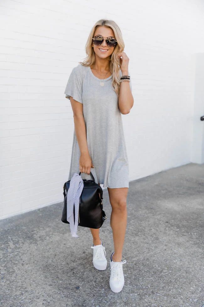 Basically The Best Grey  T-Shirt Dress | The Pink Lily Boutique