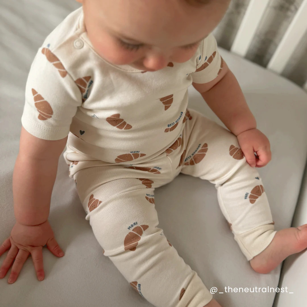Petit Croissant Short Sleeve Pajama Set | Baby Mori (US)