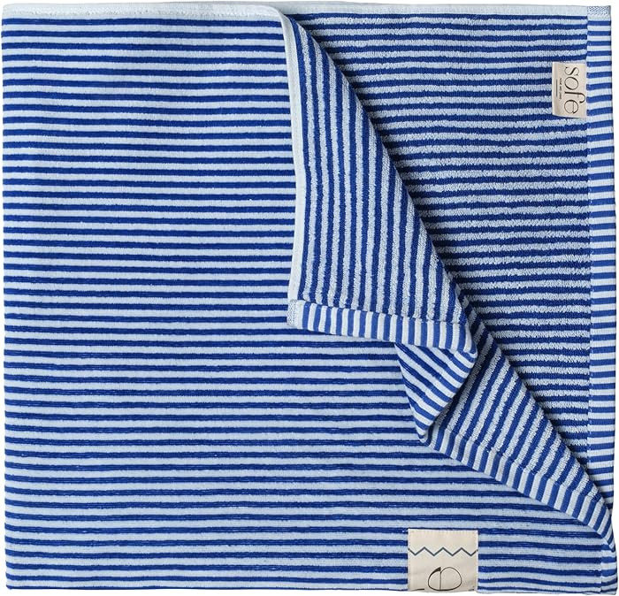 SOFE H&L | Playa Velour Large Beach Towel Pack of 1 (35” x 70”) Striped - Blue | Thick, Premi... | Amazon (US)