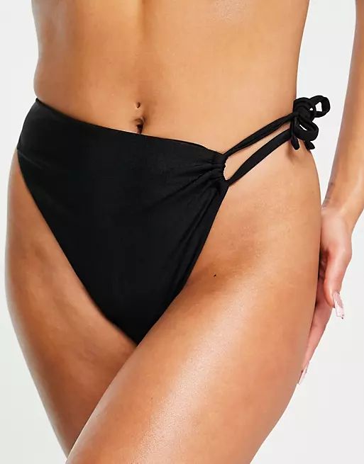 ASYOU mix and match channel side high leg hipster bikini bottom in black | ASOS (Global)