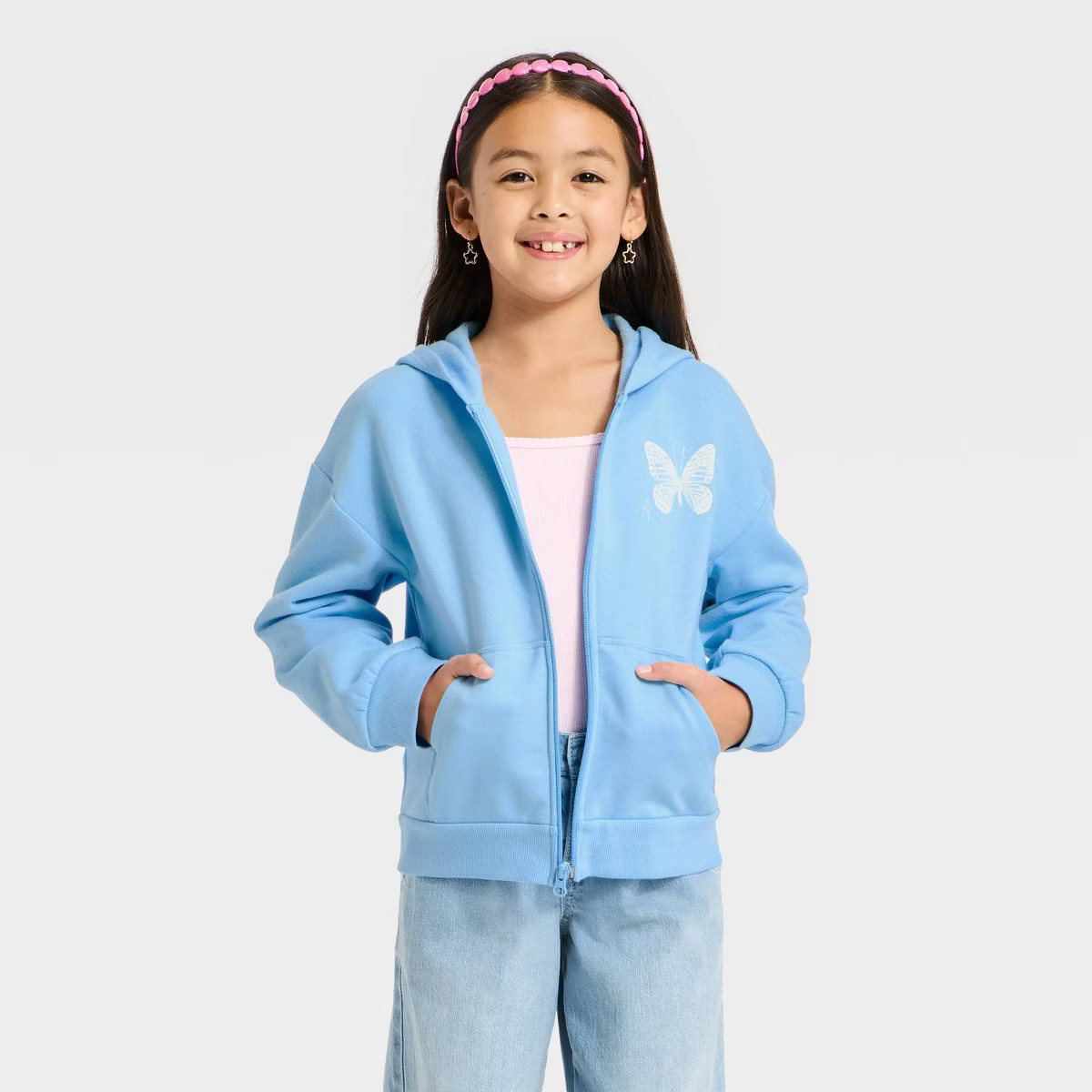Girls' Fleece Hooded Zip-Up Sweatshirt - Cat & Jack™ | Target