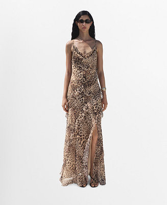 Mango Women's Animal Print Ruffle Dress - Macy's | Macy's
