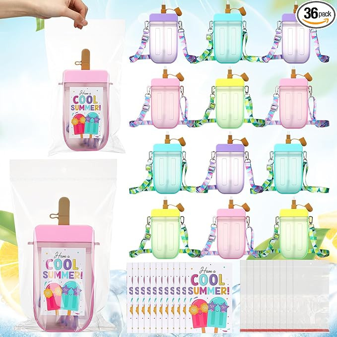 12 Set/36 Pcs End of Year Students Gift from Teacher Ice Cream Water Bottle with Strap and Cards ... | Amazon (US)