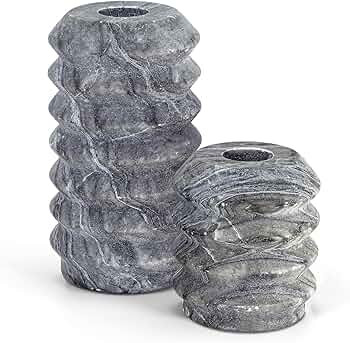 WORHE Candle Holders Italy True Natural Travertine Stone 0.4" Thick Set of 2 Marble Candlestick H... | Amazon (US)