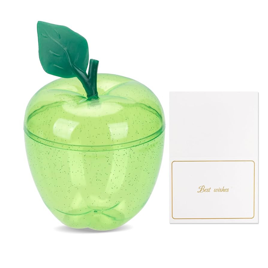 Large Green Apple Container with Blank Card, Plastic Candy Apple Boxes Filling Containers Jar, Ba... | Amazon (US)