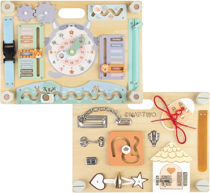 Double-Sided Montessori Busy Board for Toddlers Sensory Activities, Educational Learning Toy Wood... | Amazon (CA)