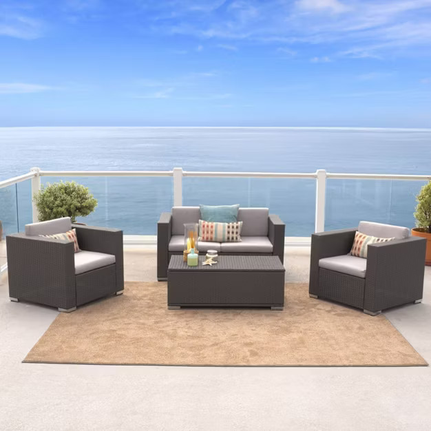 Murano 4pc Wicker Patio Sofa Set - Gray - Christopher Knight Home | Target