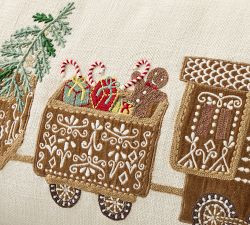 Gingerbread Train Embroidered Lumbar Pillow | Pottery Barn (US)