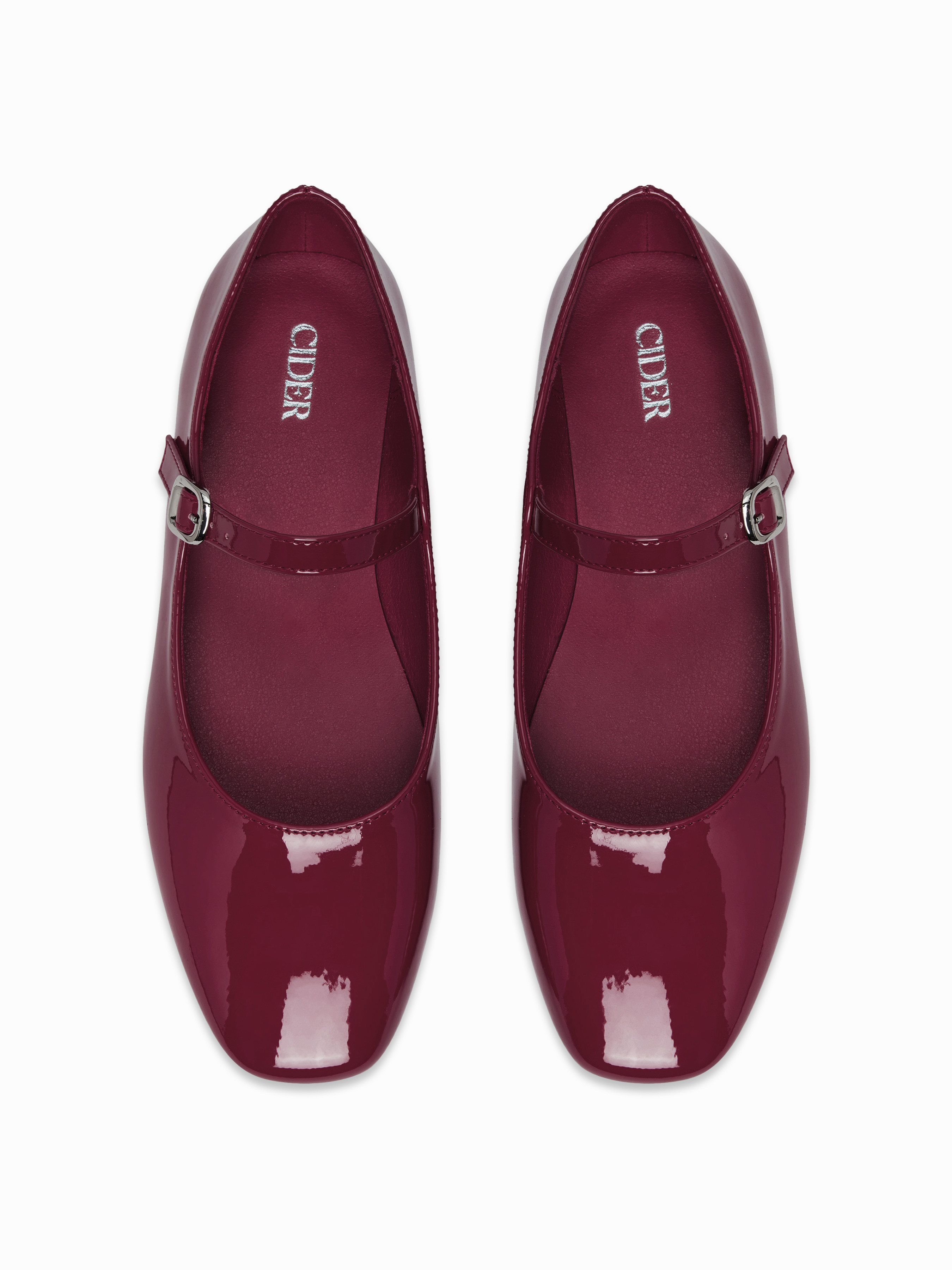 FAUX PATENT LEATHER MARY JANE FLATS | Cider