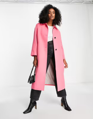 Gianni Feraud Rose raglan coat in bubblegum pink | ASOS (Global)