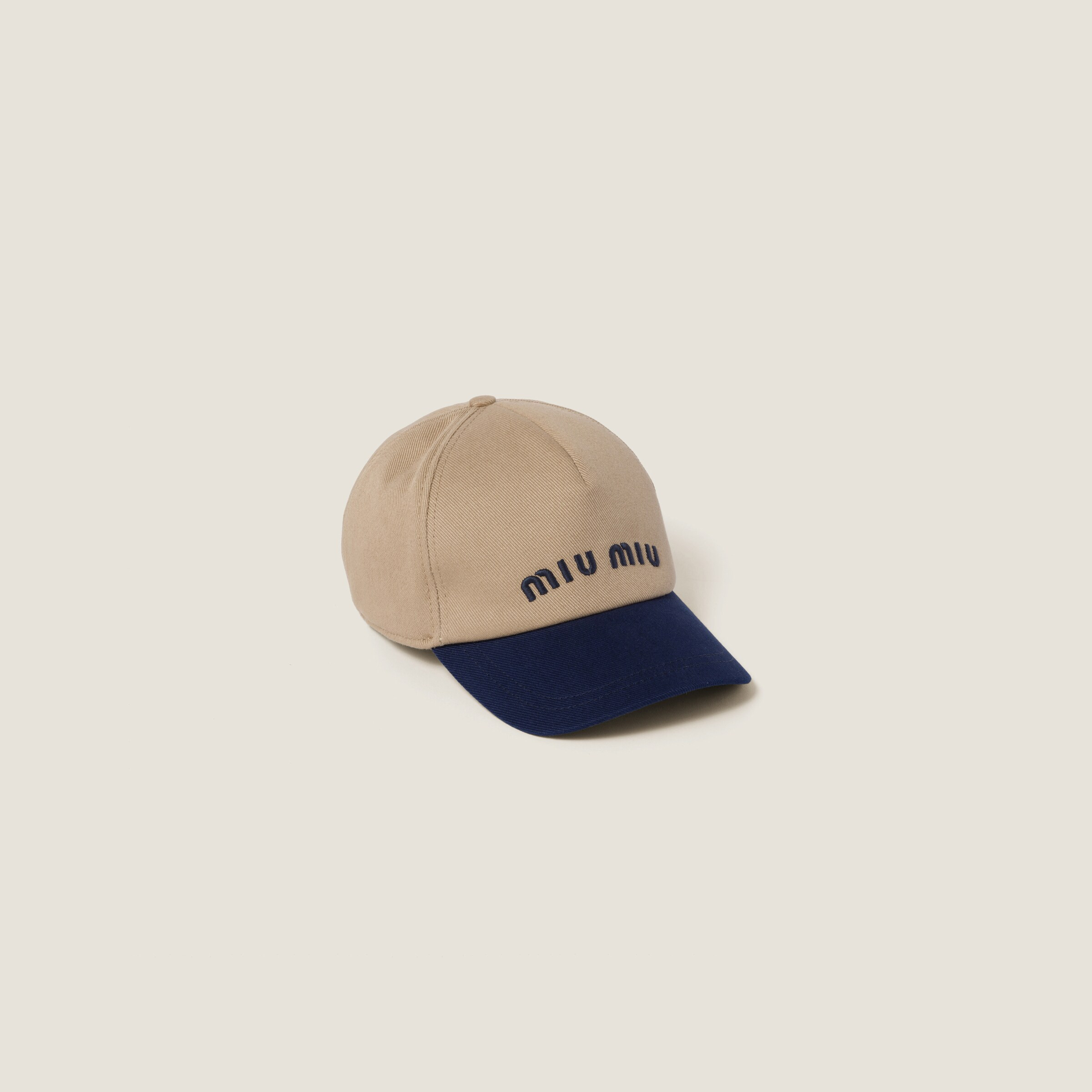 Khaki/royal Blue Drill Baseball Cap | Miu Miu | Miu Miu US